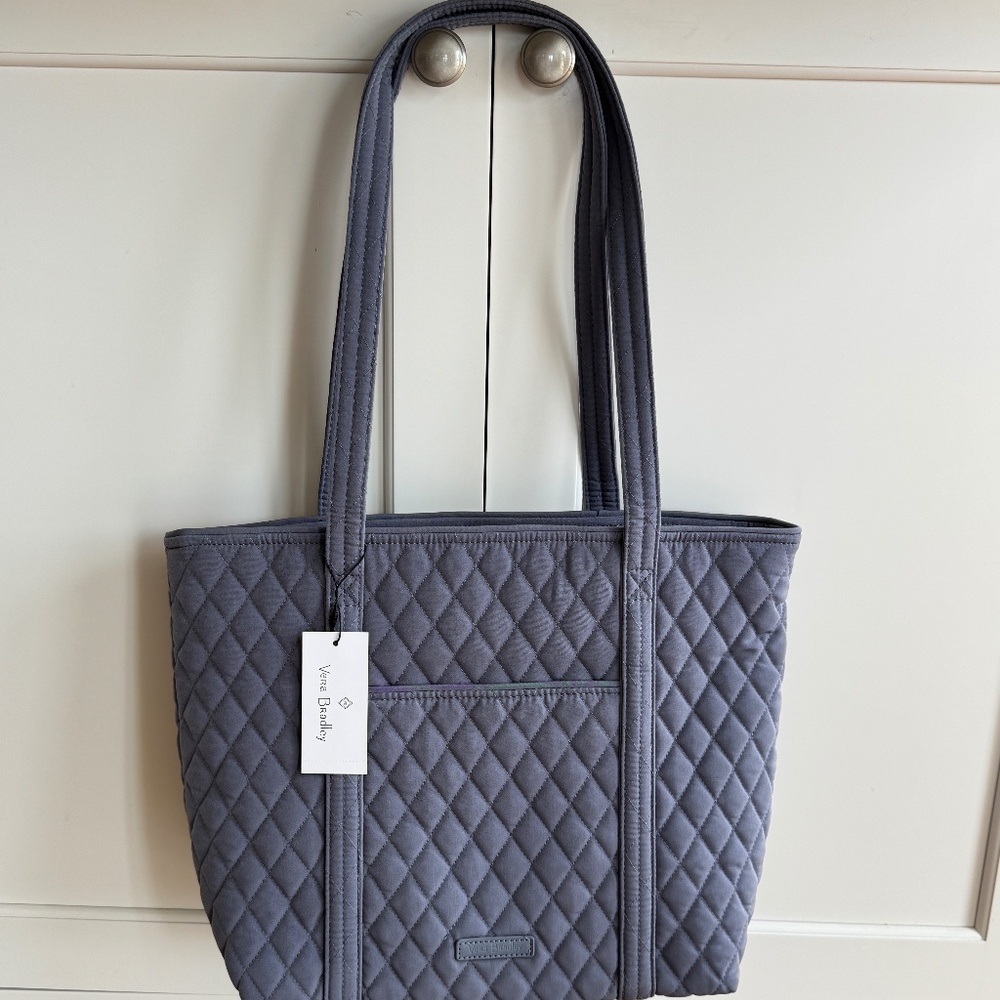 Vera Bradley Small Vera Tote Bag Classic GRAY Microfiber New with Tags
